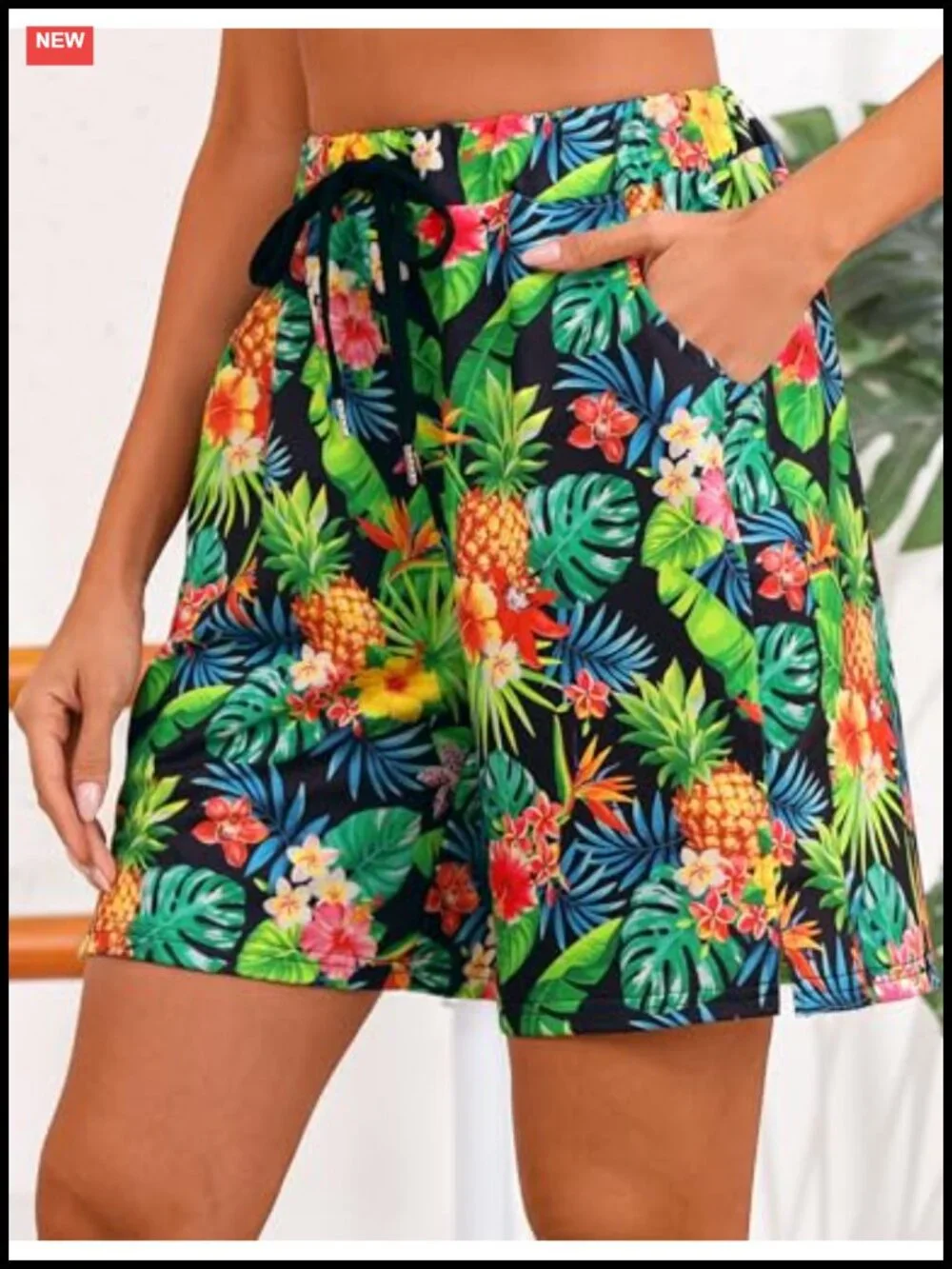 Women's Bermuda Shorts Cotton Spandex with Pockets Drawstring Lounge Yoga